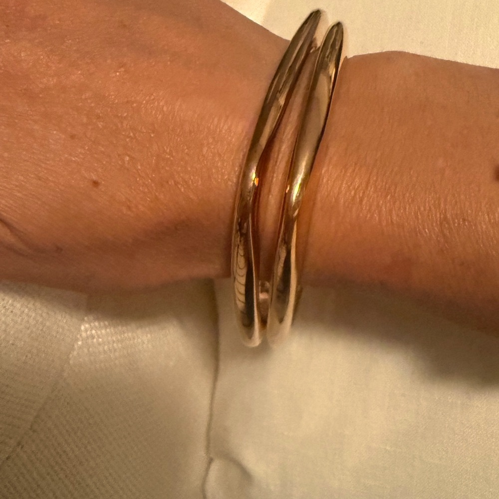 Heavy Rose‑Gold Tone Modern Geometric Bracelet Bangle Set NWT & SO chic